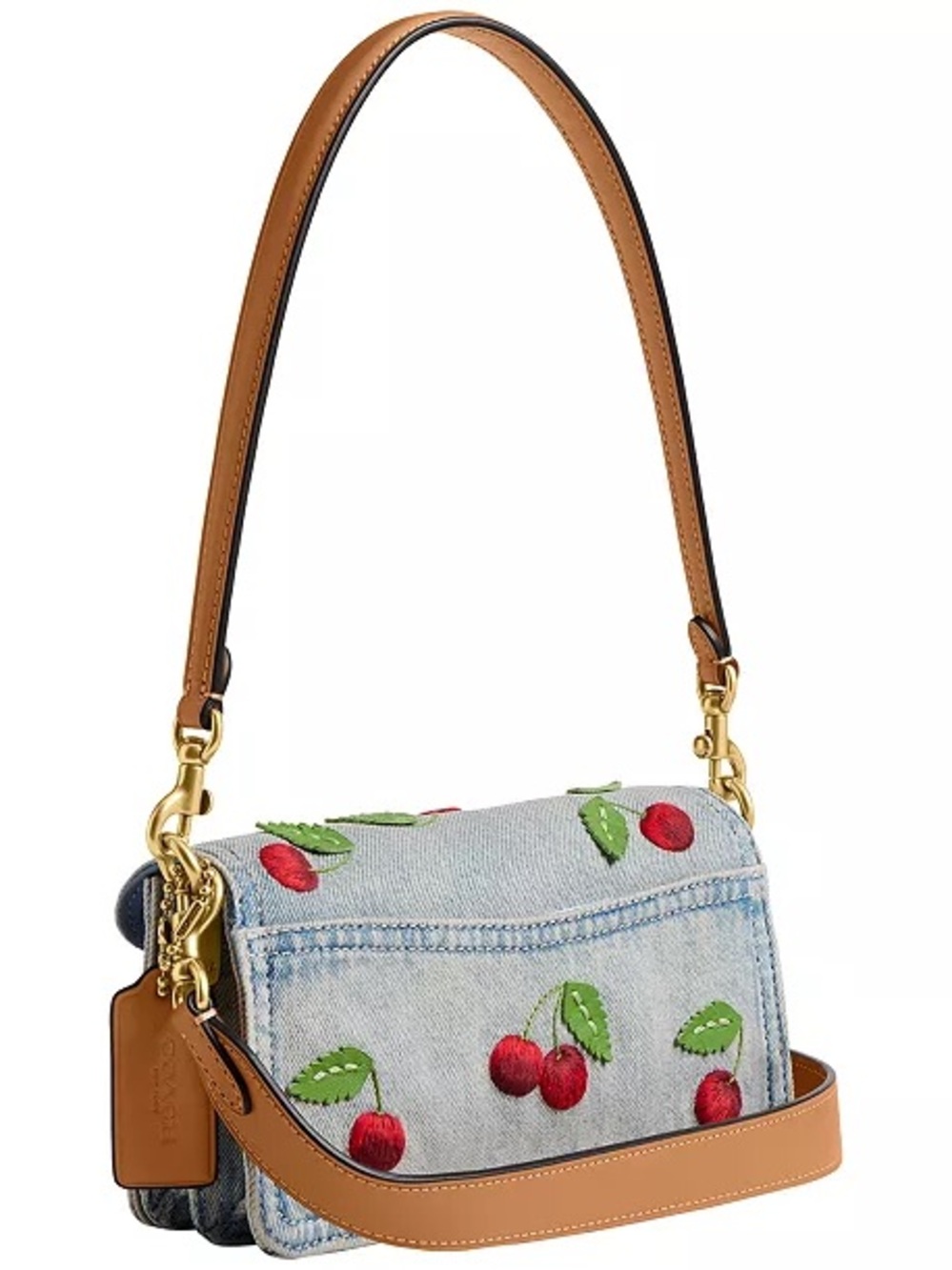 COACH Tabby Small Denim Cherry Embroidery Shoulder Bag 20 - Picture 3 of 10